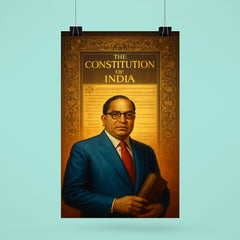 Bhimrao Ambedkar beneath the Indian Constitution draft poster 6