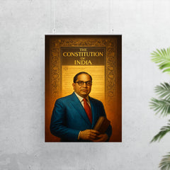 Bhimrao Ambedkar beneath the Indian Constitution draft poster 7