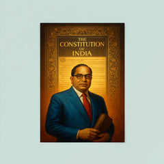 Bhimrao Ambedkar beneath the Indian Constitution draft poster 8