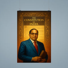 Bhimrao Ambedkar beneath the Indian Constitution draft poster 9