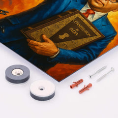 Bhimrao Ambedkar with Constitution and broken caste chains metal print mockup