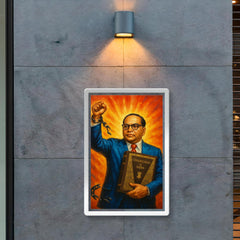 Bhimrao Ambedkar with Constitution and broken caste chains poster 2