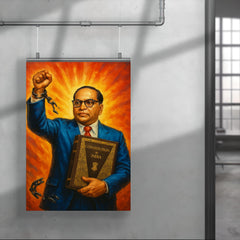 Bhimrao Ambedkar with Constitution and broken caste chains poster 4