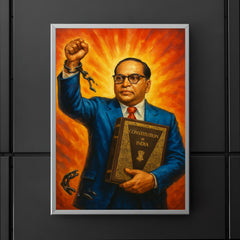 Bhimrao Ambedkar with Constitution and broken caste chains poster 5