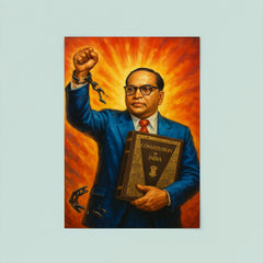 Bhimrao Ambedkar with Constitution and broken caste chains poster 8