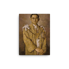 Bhumibol Adulyadej canvas print on a plain backdrop in size 12"x16".