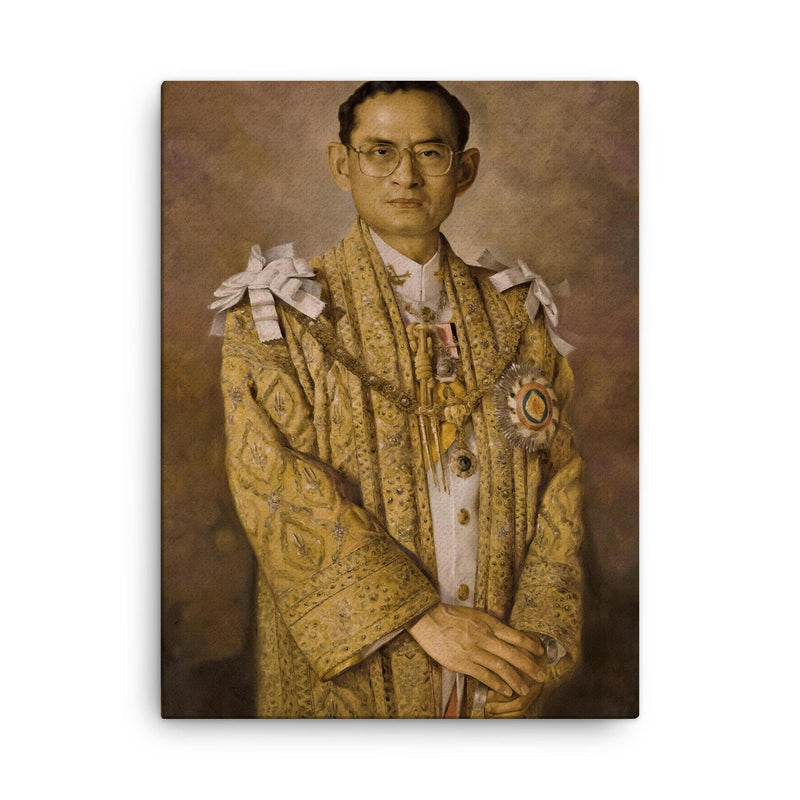Bhumibol Adulyadej canvas print on a plain backdrop in size 18