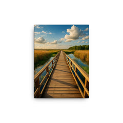 Biebrza Marshes Boardwalk Poland canvas print on a plain backdrop in size 12"x16".