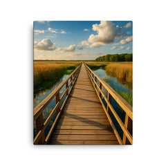 Biebrza Marshes Boardwalk Poland canvas print on a plain backdrop in size 16"x20".