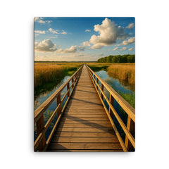 Biebrza Marshes Boardwalk Poland canvas print on a plain backdrop in size 18"x24".