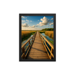 Biebrza Marshes Boardwalk Poland framed print on a plain backdrop in size 12"x16".