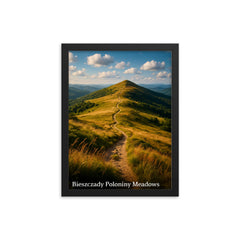 Bieszczady Poloniny Meadows Poland framed print on a plain backdrop in size 12"x16".
