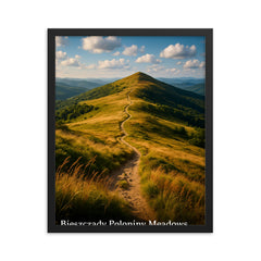 Bieszczady Poloniny Meadows Poland framed print on a plain backdrop in size 16"x20".
