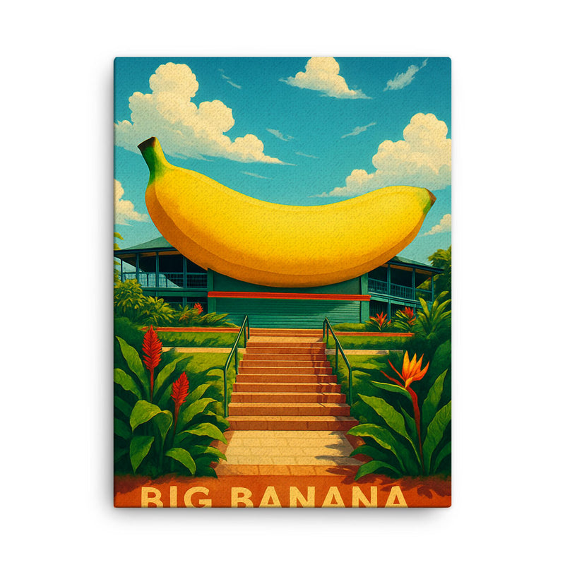 Big Banana Coffs Harbour Australia canvas print on a plain backdrop in size 18