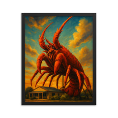 Big Lobster Larry Kingston SE Australia framed print on a plain backdrop in size 16"x20".