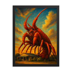 Big Lobster Larry Kingston SE Australia framed print on a plain backdrop in size 18"x24".