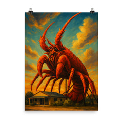 Big Lobster Larry Kingston SE Australia poster on a plain backdrop in size 8"x10".