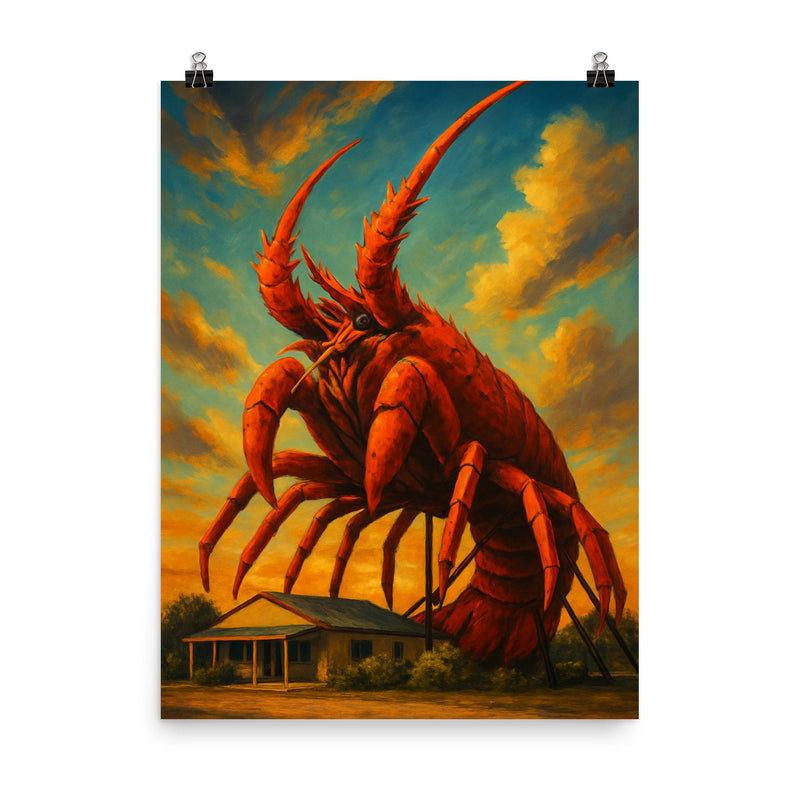 Big Lobster Larry Kingston SE Australia poster on a plain backdrop in size 8