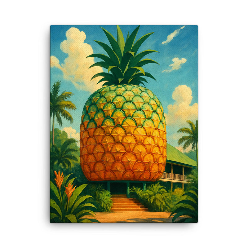 Big Pineapple Woombye Australia canvas print on a plain backdrop in size 18