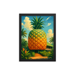 Big Pineapple Woombye Australia framed print on a plain backdrop in size 12"x16".