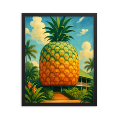 Big Pineapple Woombye Australia framed print on a plain backdrop in size 16"x20".