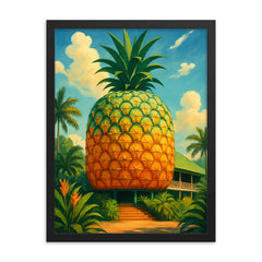 Big Pineapple Woombye Australia framed print on a plain backdrop in size 18"x24".