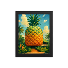 Big Pineapple Woombye Australia framed print on a plain backdrop in size 8"x10".