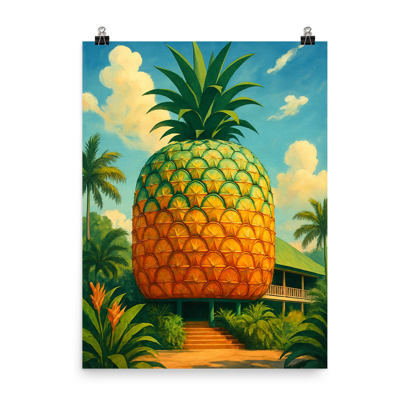 Big Pineapple Woombye Australia poster on a plain backdrop in size 8