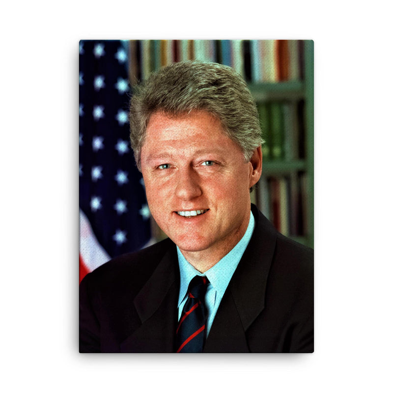 Bill Clinton canvas print on a plain backdrop in size 18