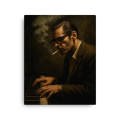 Bill Evans cigarette haze at the keys canvas print on a plain backdrop in size 16"x20".