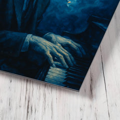 Bill Evans in blue cigarette haze metal print mockup