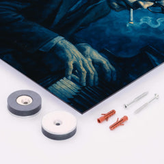 Bill Evans in blue cigarette haze metal print mockup