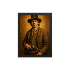 Billy the Kid framed print on a plain backdrop in size 12"x16".