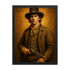 Billy the Kid framed print on a plain backdrop in size 18"x24".