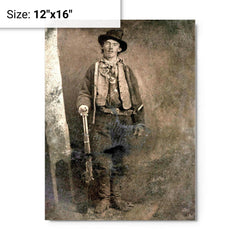 Billy the Kid metal print on a plain backdrop in size 12"x16".