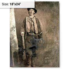 Billy the Kid metal print on a plain backdrop in size 18"x24".
