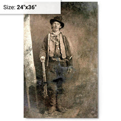 Billy the Kid metal print on a plain backdrop in size 24"x36".