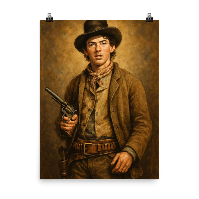 Billy the Kid poster on a plain backdrop in size 8