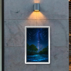 Bioluminescent mangrove lagoon under meteor shower poster 2