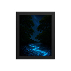 Bioluminescent Mosquito Bay under black mangroves framed print on a plain backdrop in size 8"x10".