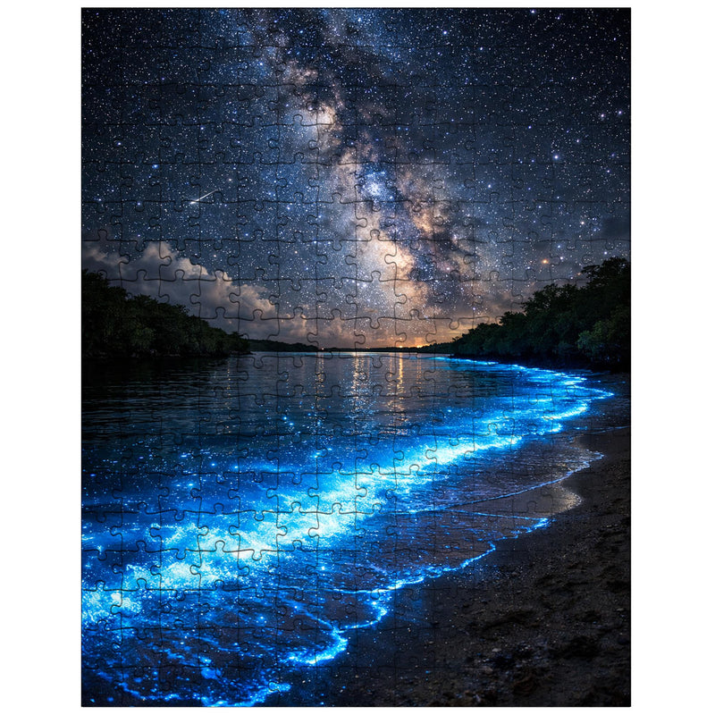 Bioluminescent Mosquito Bay under starfield jigsaw puzzle