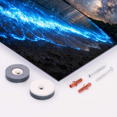 Bioluminescent Mosquito Bay under starfield metal print mockup