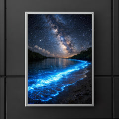 Bioluminescent Mosquito Bay under starfield poster 5
