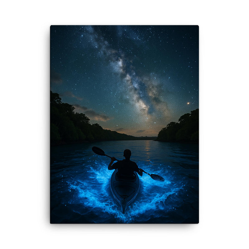 Bioluminescent Mosquito Bay Vieques Puerto Rico canvas print on a plain backdrop in size 18