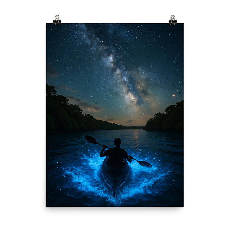Bioluminescent Mosquito Bay Vieques Puerto Rico poster on a plain backdrop in size 8