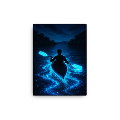 Bioluminescent Mosquito Bay with neon oars canvas print on a plain backdrop in size 12"x16".