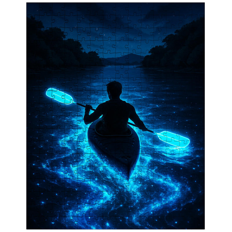 Bioluminescent Mosquito Bay with neon oars jigsaw puzzle