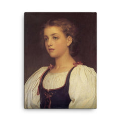Biondina by Sir Frederic Leighton, 1879 canvas print on a plain backdrop in size 18"x24".