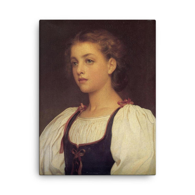 Biondina by Sir Frederic Leighton, 1879 canvas print on a plain backdrop in size 18