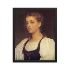 Biondina by Sir Frederic Leighton, 1879 framed print on a plain backdrop in size 16"x20".